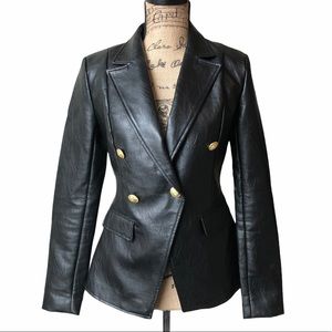 Missguided Black Faux Leather Blazer Sz 2
